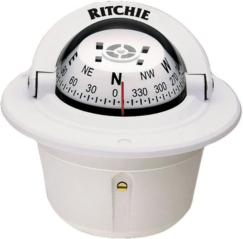 Ritchie Explorer Flush Mount Compass F-50W - White Direct-Read Marine Compass - Image 1